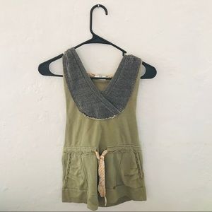 Free People Cute Green Sleeveless Hoodie
